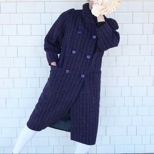 Vintage purple rainbow threaded pure wool coat